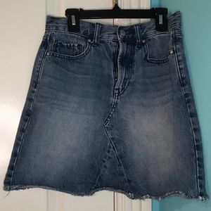 Gap 1969 acid wash denim skirt bottom fringe